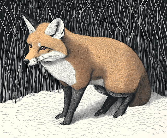 Fox in Snowy Landscape