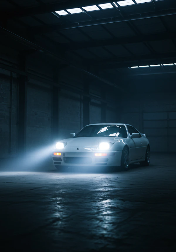 White Sports Car in Garage