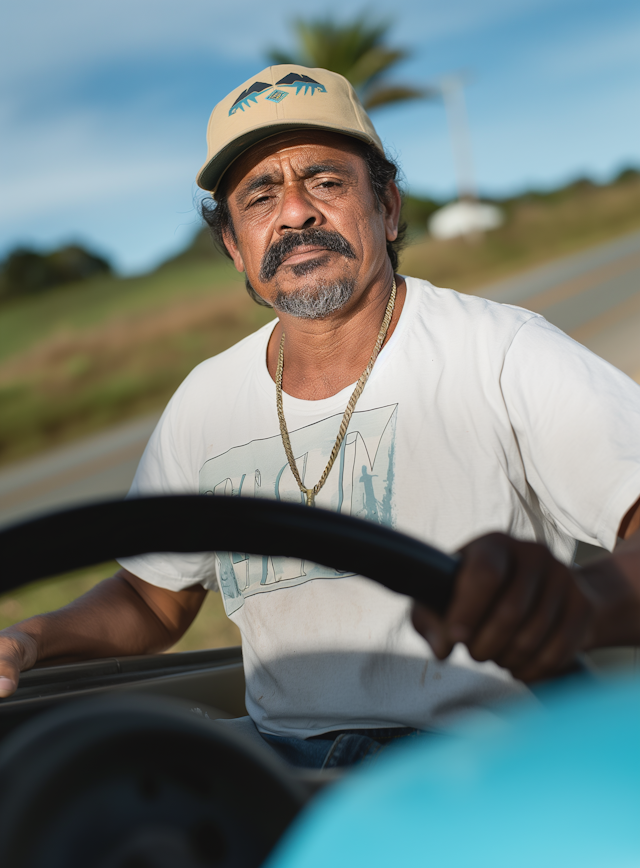 Middle-aged Man Driving