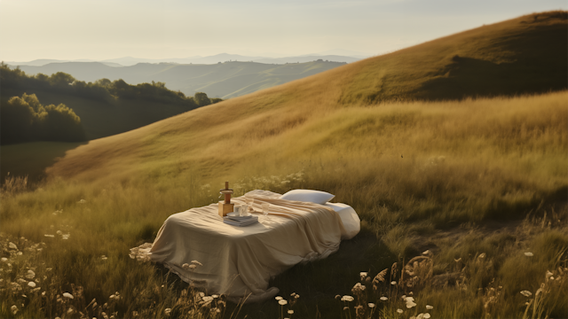 Outdoor Bed in a Field