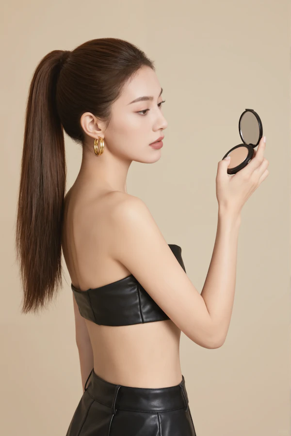 Chic Woman with Mirror