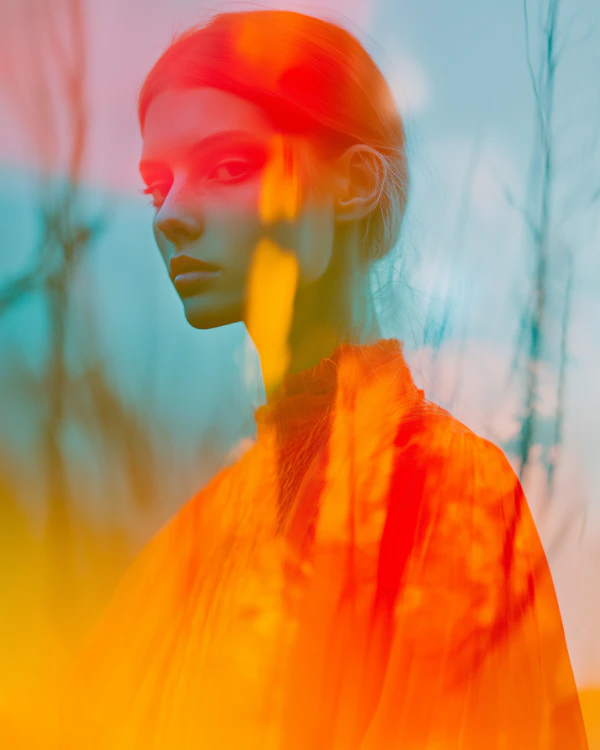Serene Woman in Vibrant Colors