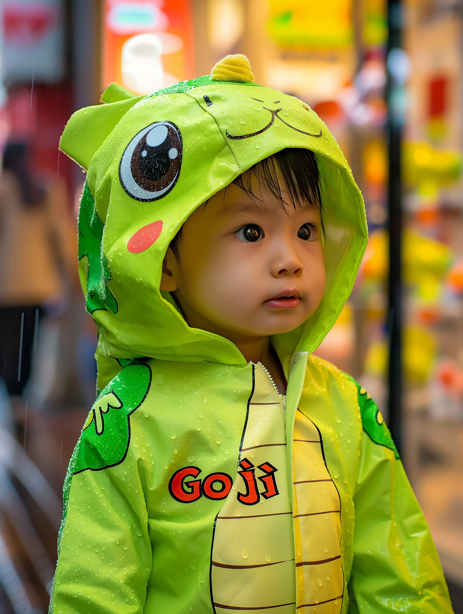 Child in Frog Raincoat