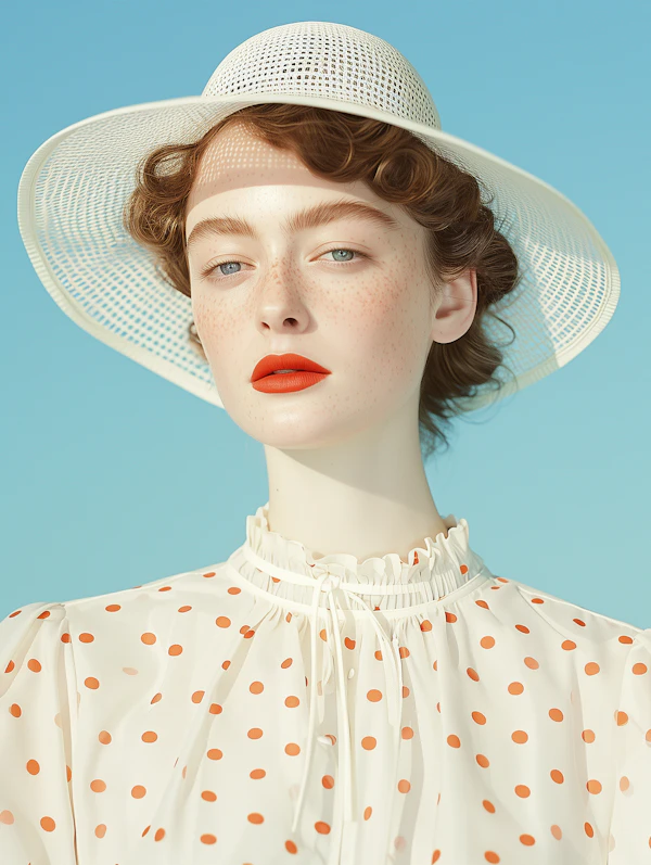 Elegant Woman in White Hat