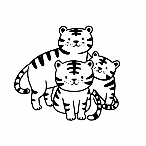 Cartoon Tigers Trio