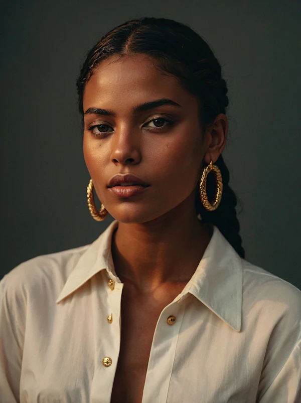 Portrait of a Woman with Gold Hoop Earrings