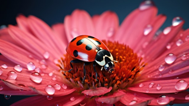 Ladybug on Pink Flower