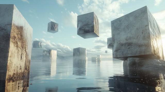 Floating Stone Cubes