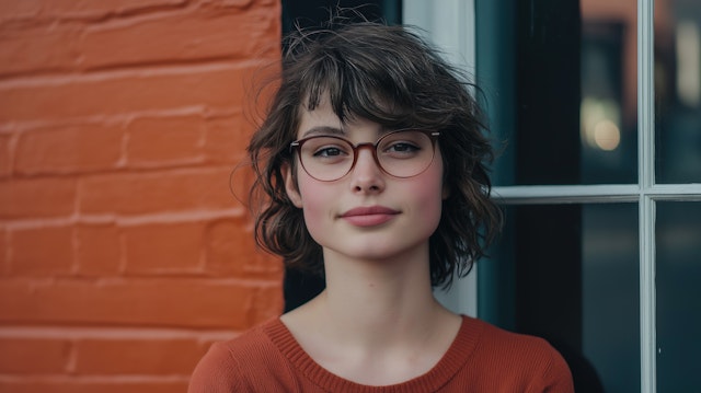 Young Woman in Orange Sweater