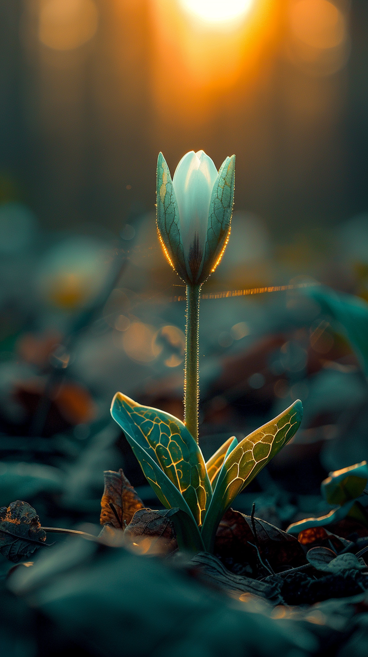 Ethereal Glow of a Lone Bloom