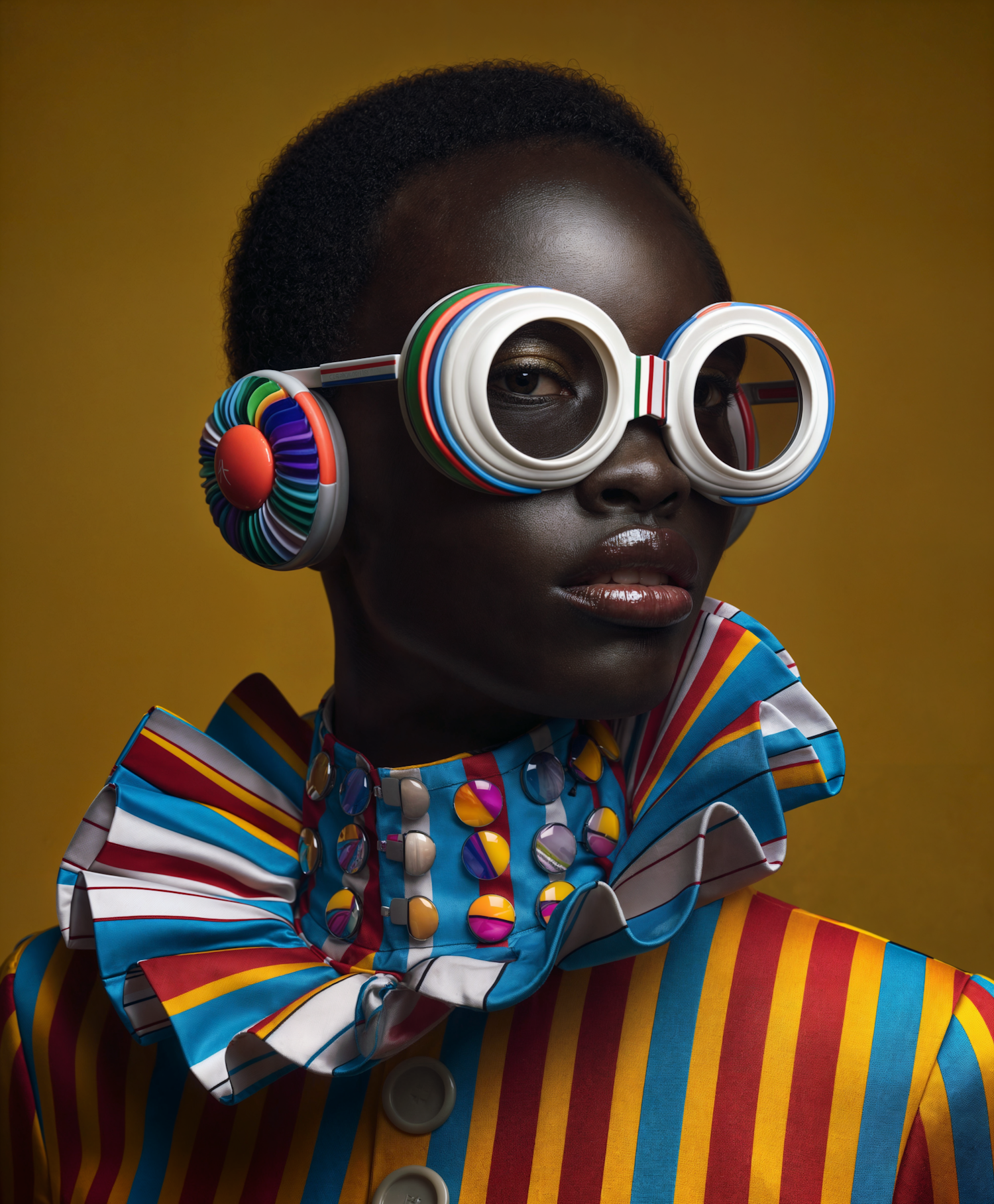 Striking Portrait of Individual with Colorful Attire