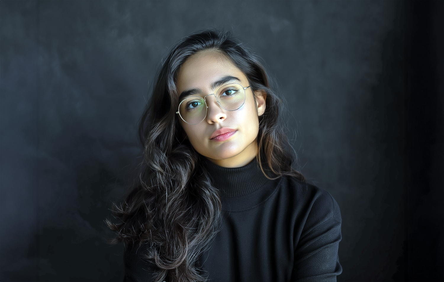 Contemplative Young Woman with Glasses