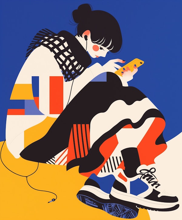 Stylized Woman with Smartphone