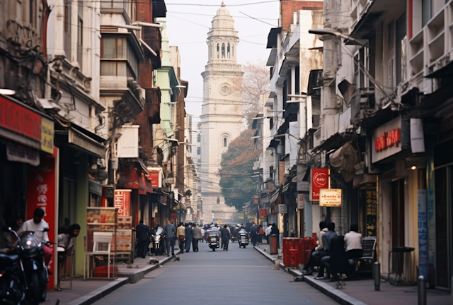 Historic Clock Tower Boulevard in Hazy Twilight