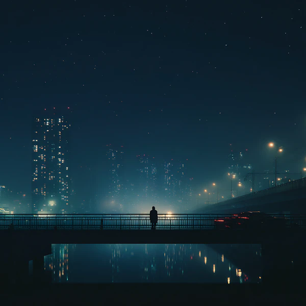 Nighttime City Bridge