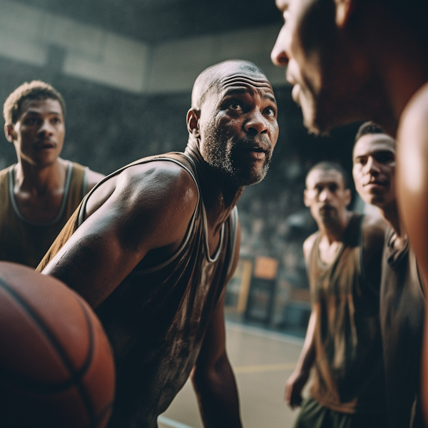 Determination on the Court: Earth-Toned Basketball Defense