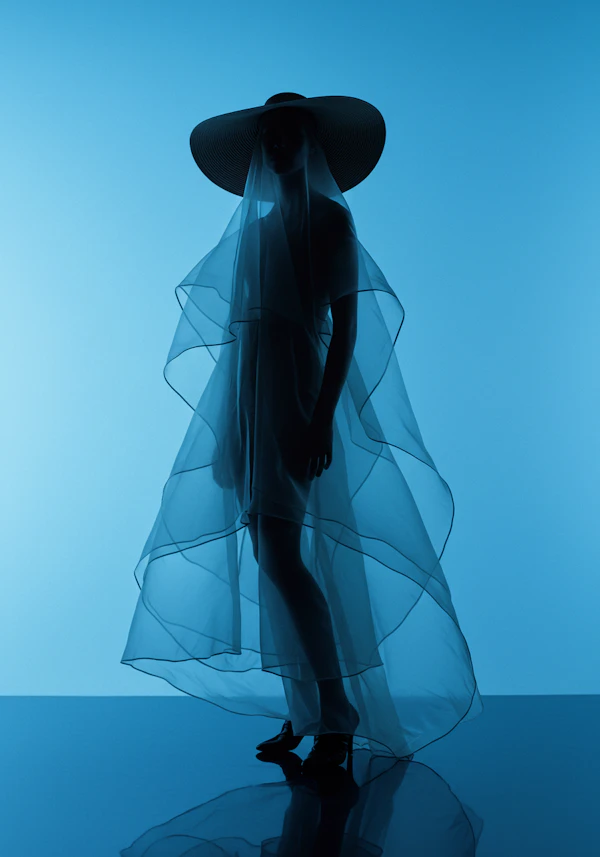 Silhouetted Figure in Blue