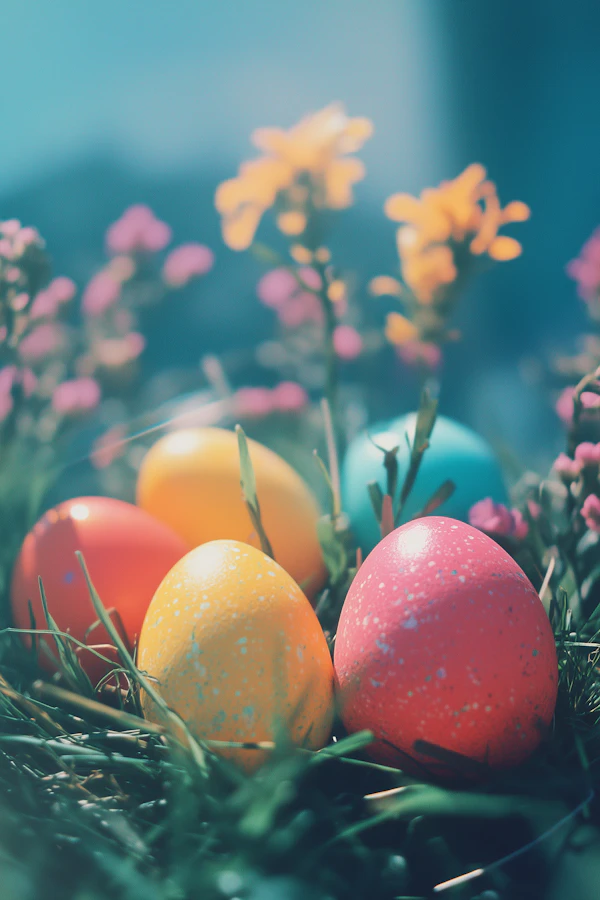 Vibrant Easter Eggs in Grass