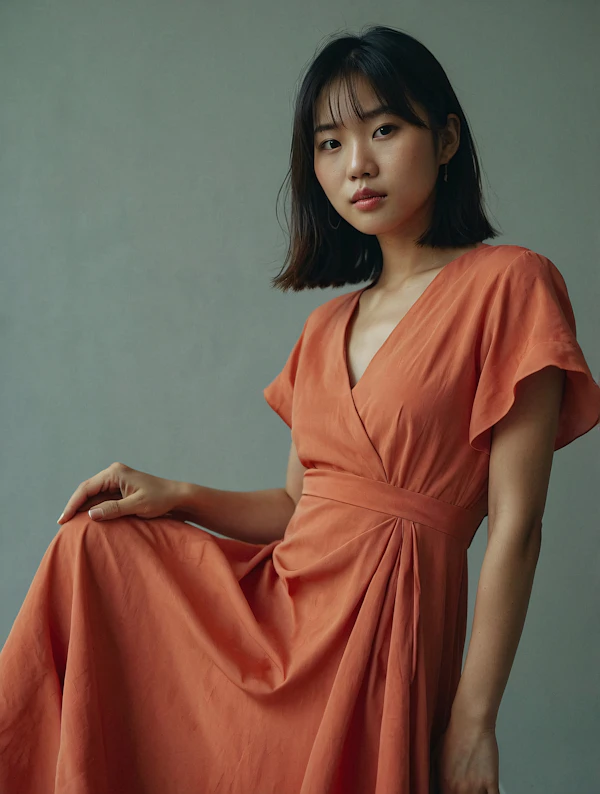 Portrait of a Woman in Orange Dress
