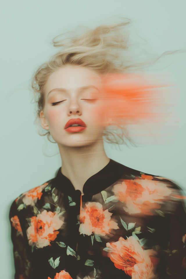 Serene Portrait with Floral Garment