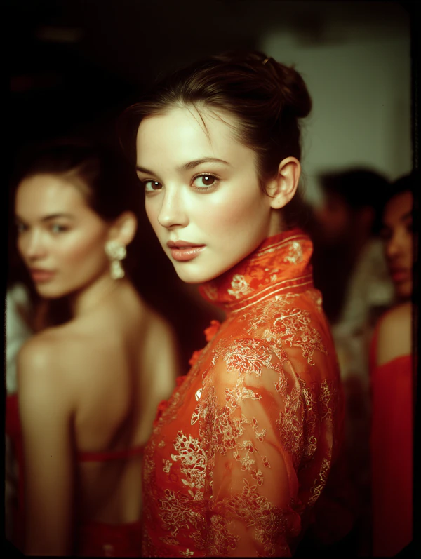 Elegant Red Lace Portrait
