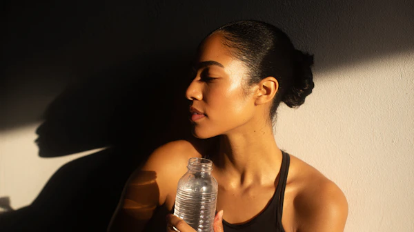 Serene Woman with Bottle