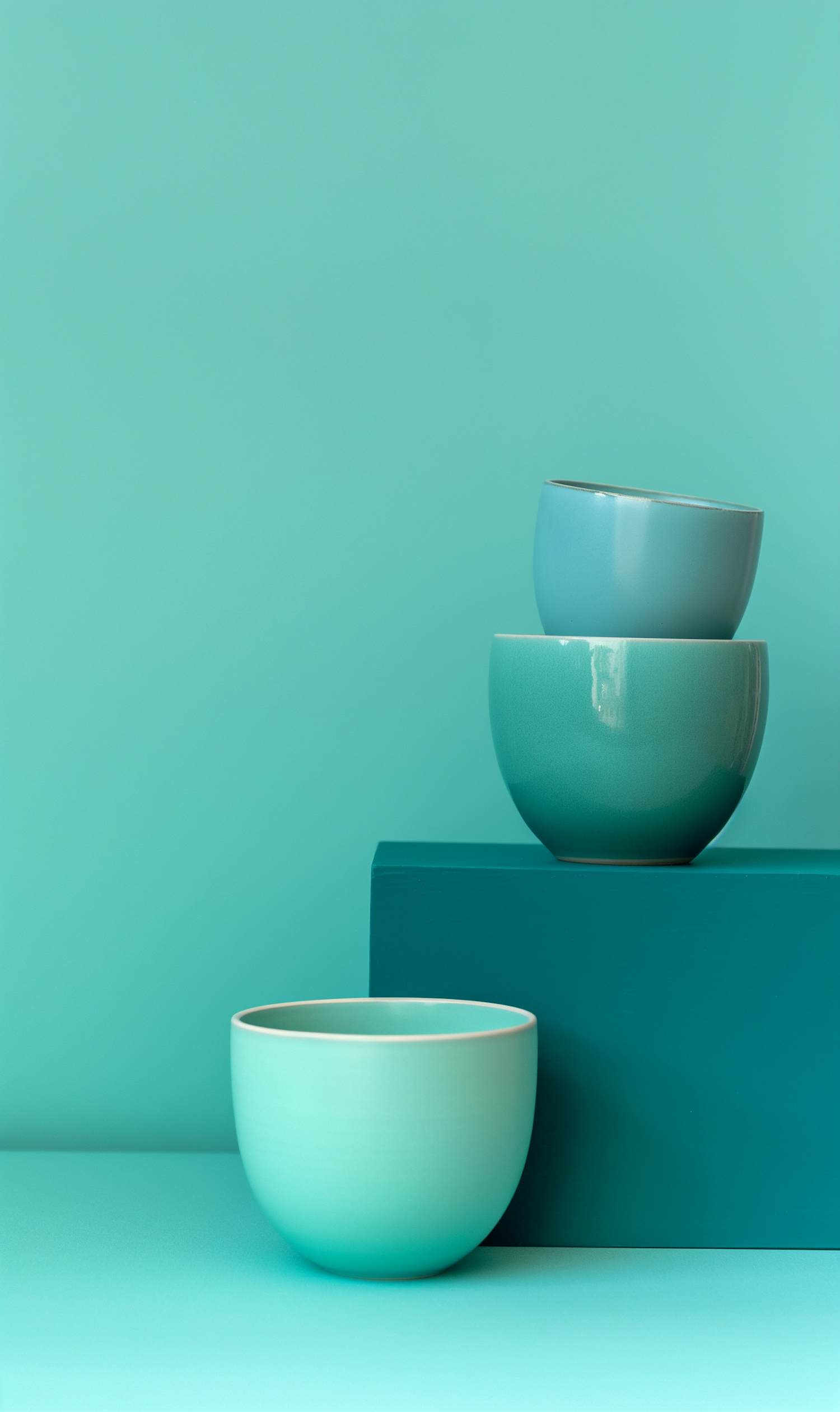 Monochromatic Teal Bowls