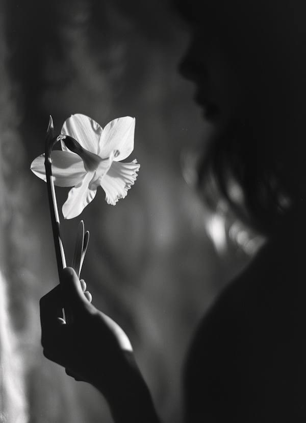 Contemplative Moment with a Daffodil