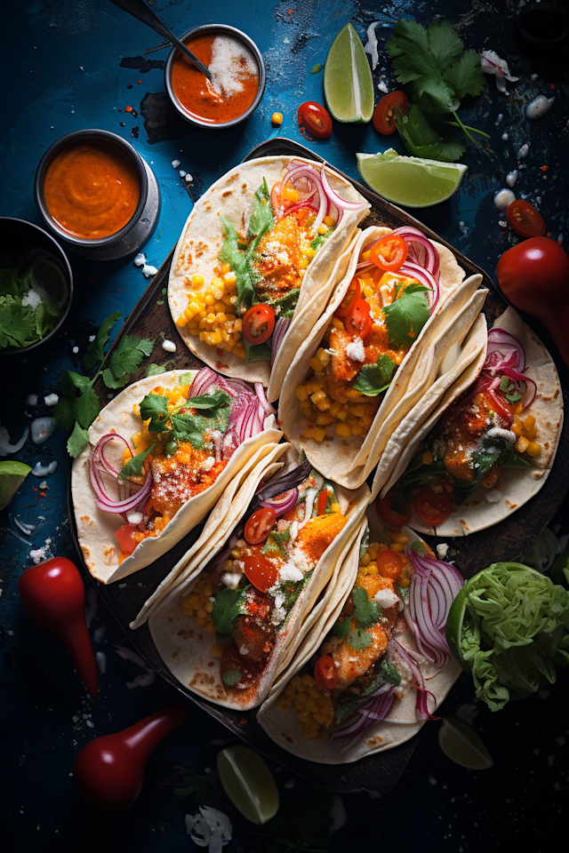 Colorful Mexican Tacos with Fresh Ingredients