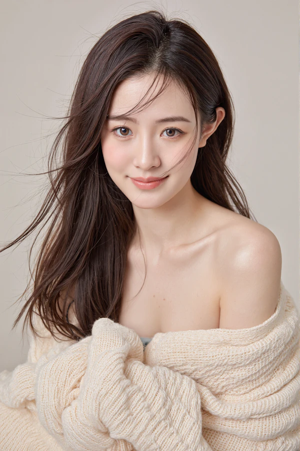 Portrait of a Young Woman in a Cozy Sweater