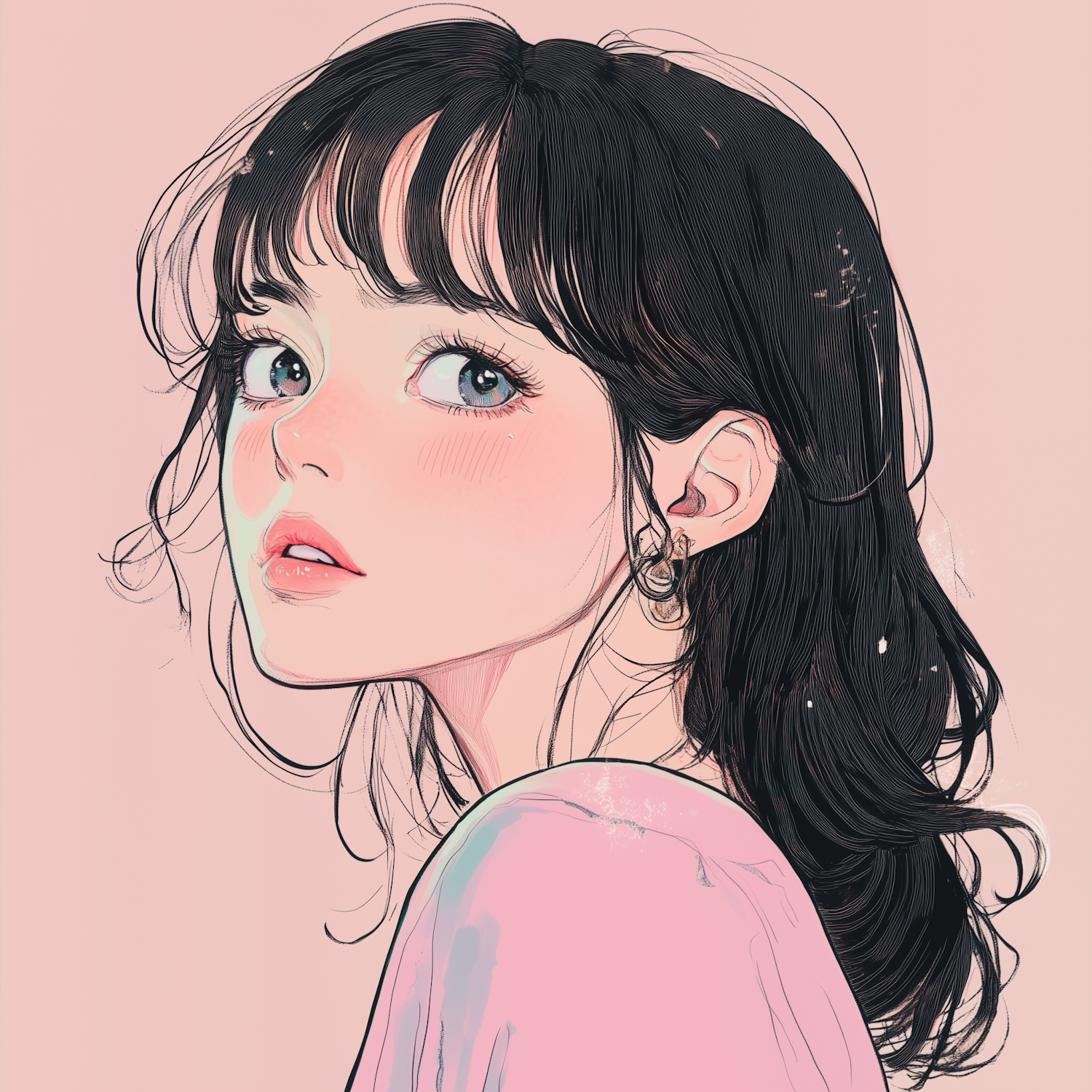 Thoughtful Young Woman Illustration