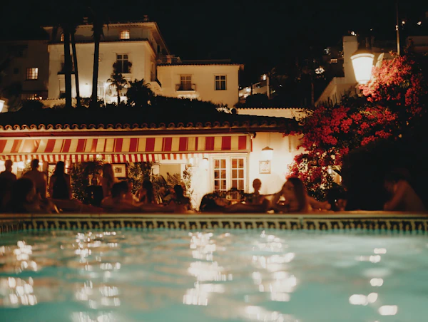 Nighttime Pool Gathering