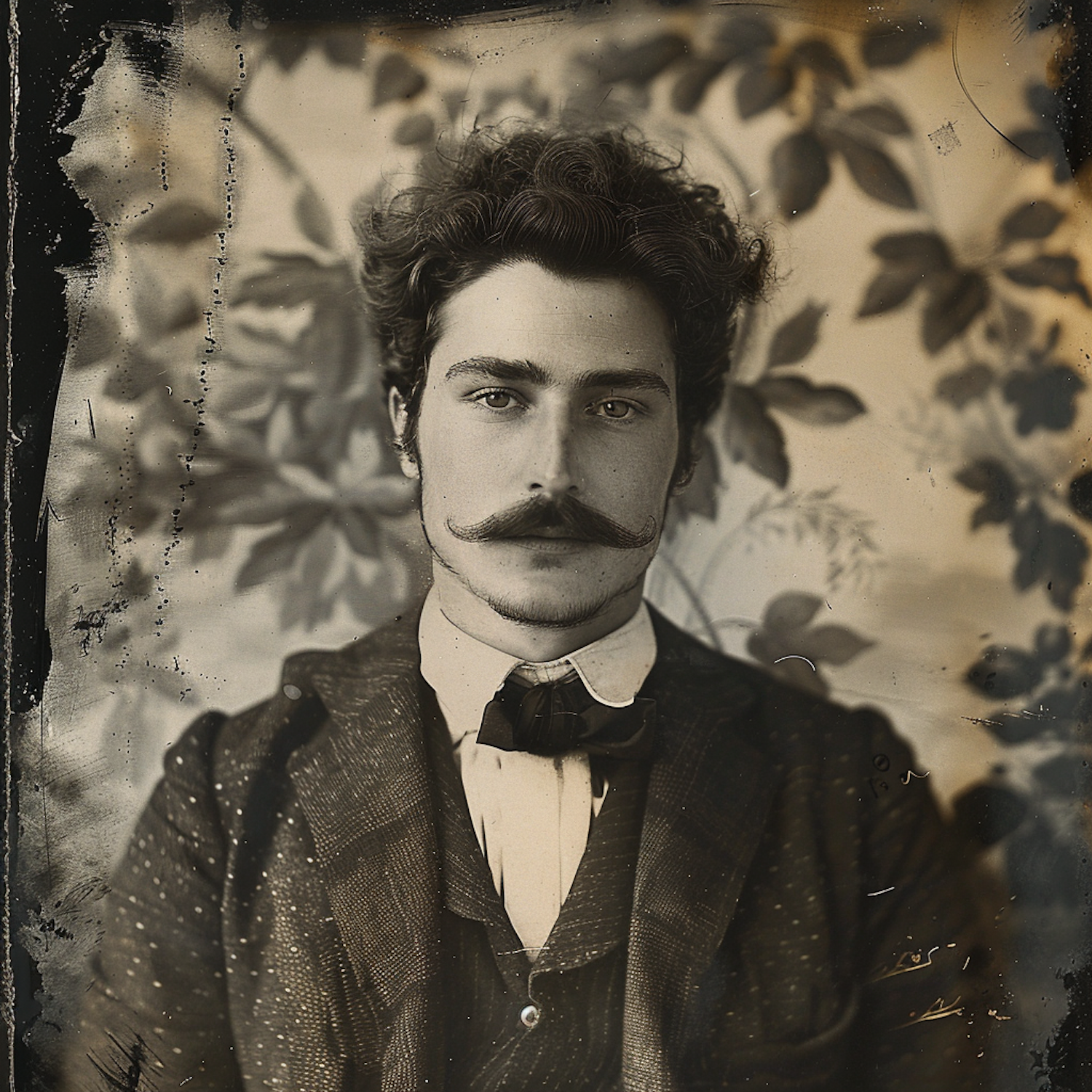 Sepia Portrait of Man with Handlebar Mustache