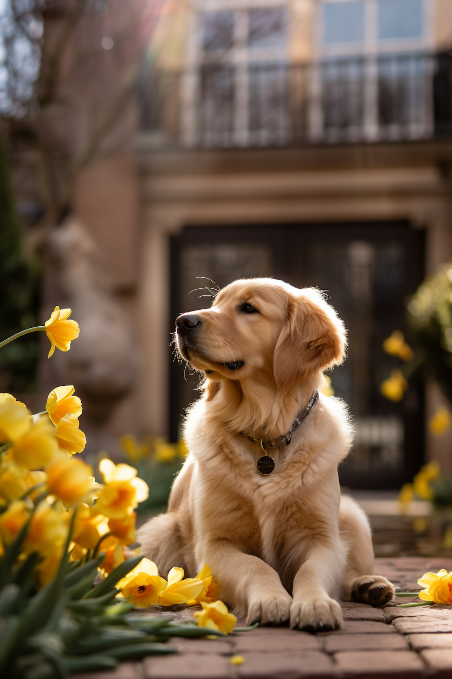 Serene Golden Amidst Daffodils