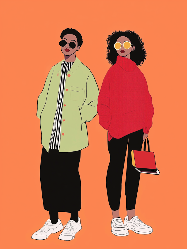 Fashionable Cartoon Characters Illustration