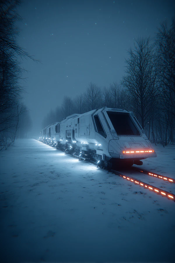 Futuristic Train in Snow
