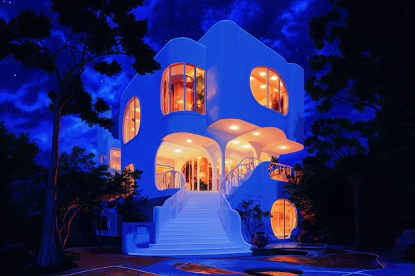 Modern Architectural Structure at Night