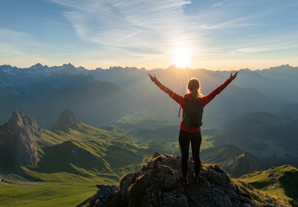 Triumphant Sunrise Hiker