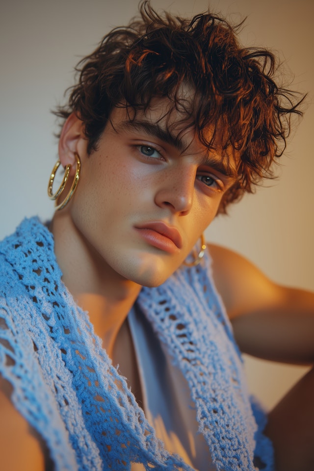 Portrait of a Young Person with Curly Hair