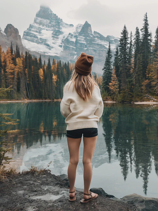 Contemplative Woman by the Lake