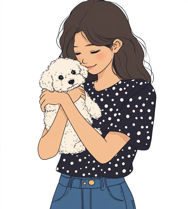 Affectionate Moment between Woman and Dog