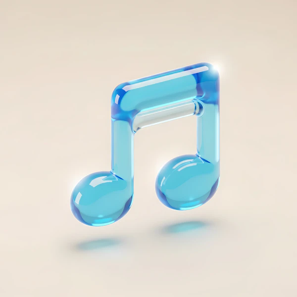 Glossy Blue Musical Note