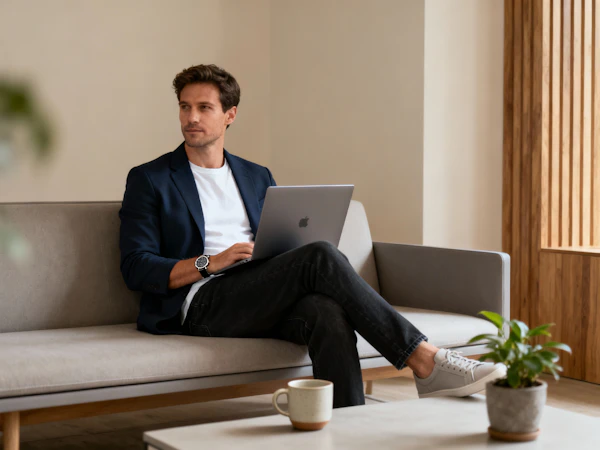 Man on Sofa with Laptop