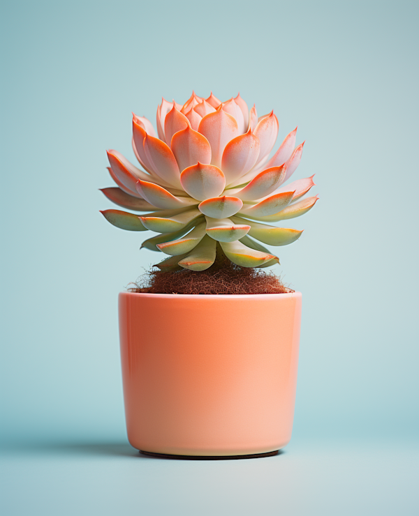 Echeveria Rosette in Matte Salmon Pot