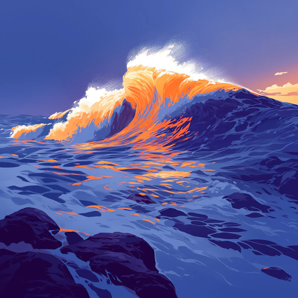 Sunlit Ocean Wave