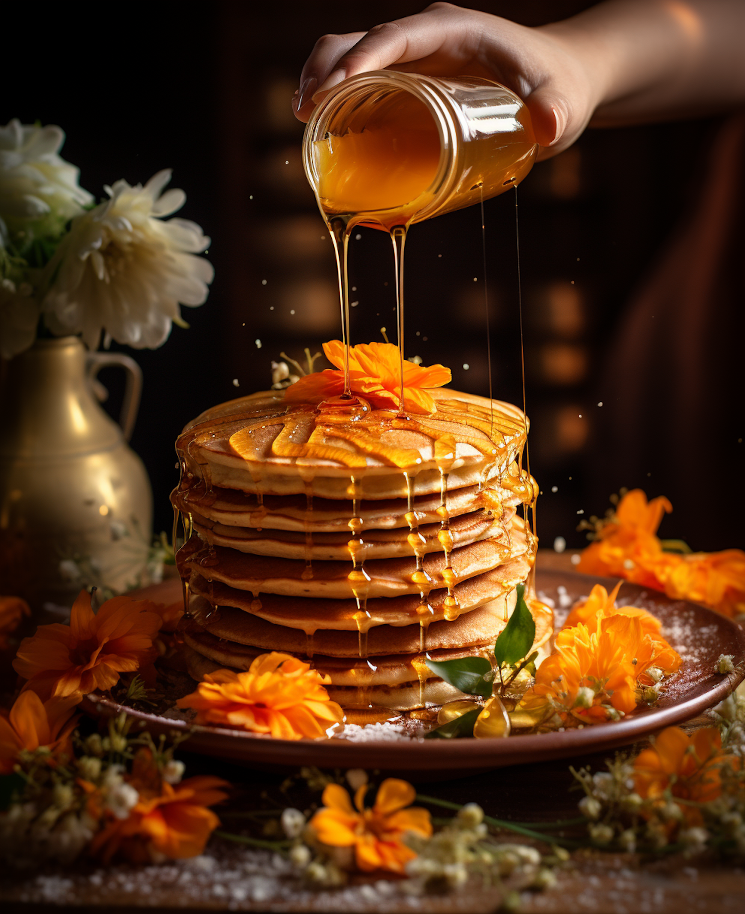 Golden Pancakes with Citrus and Honey