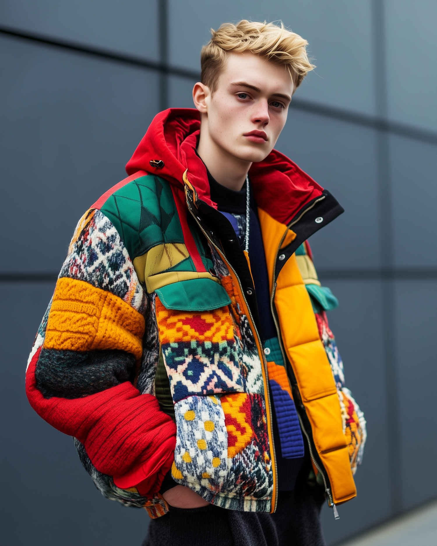 Young Man in Patchwork Jacket