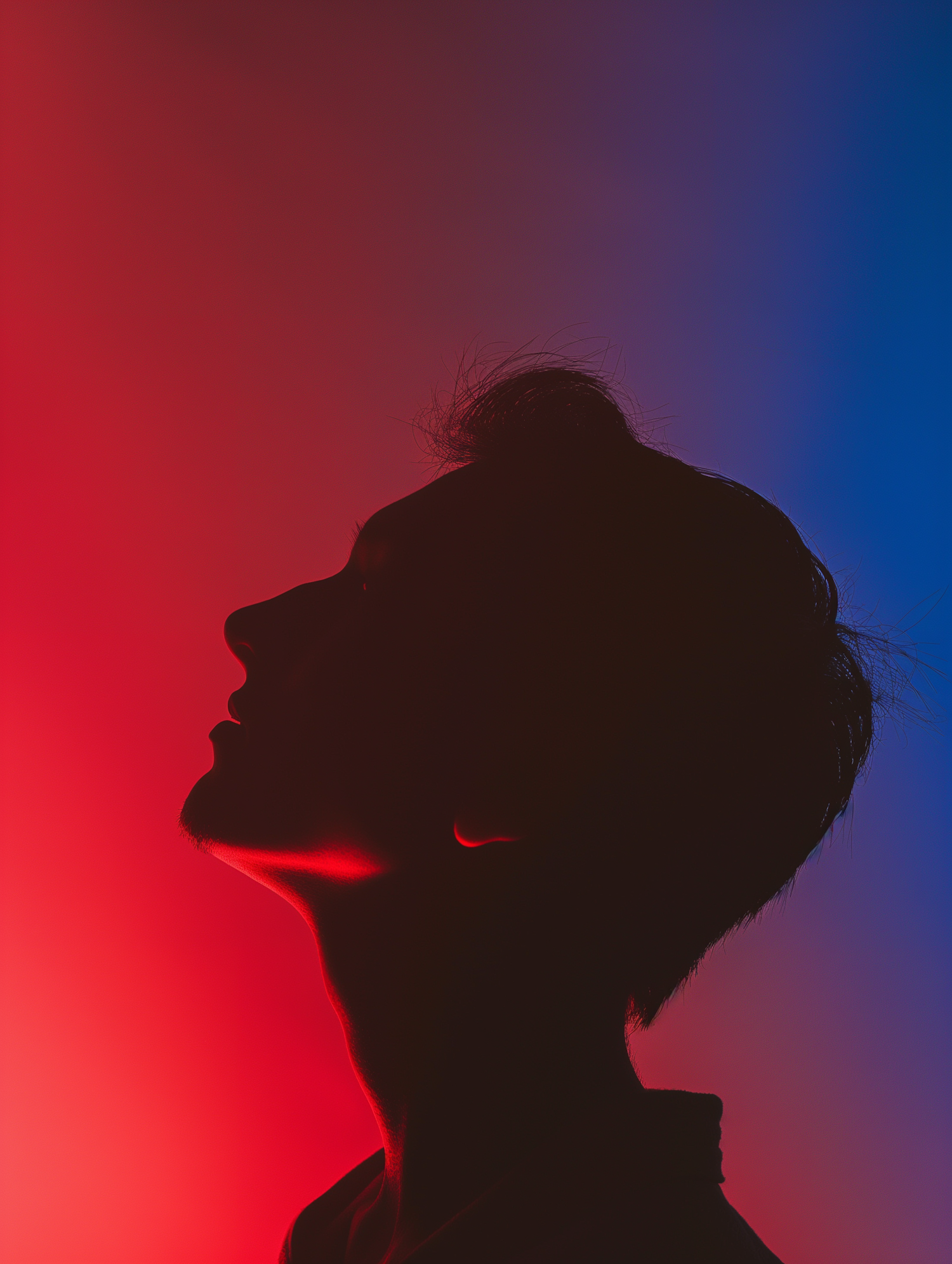 Contemplative Silhouette Against Vivid Gradient