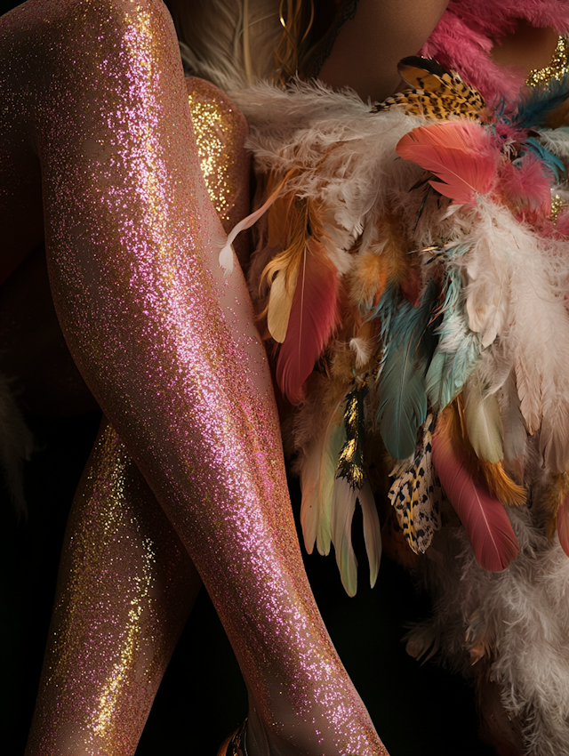 Glamorous Legs with Glitter and Feathers