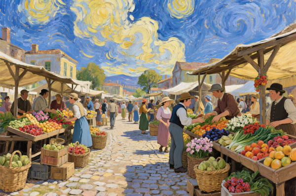 Impressionist Market Scene
